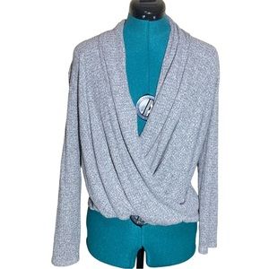 Monteau Gray Slouchy Wrap Sweater